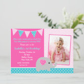 Olifant verjaardagsfeestje uitnodigingen (Staand voorkant)