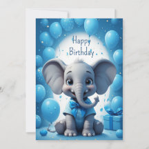 Olifant Verjaardagswensen met Blauwe Strik 🐘