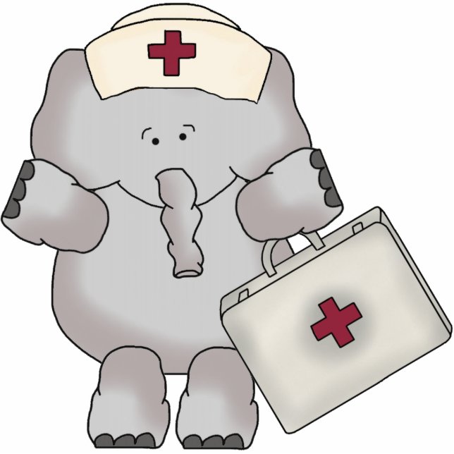 Olifant Verpleegster sculptuur Staand Fotobeeldje (Voorkant)