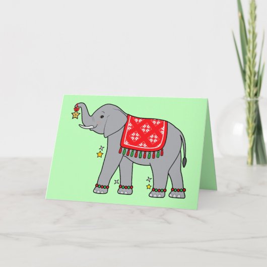 Olifant versierd voor de Feestdagen (Voorkant)