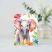 Olifant Vibrant Waterverf Briefkaart (Staand voorkant)