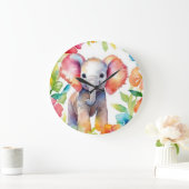 Olifant Vibrant Waterverf Grote Klok (Huis)