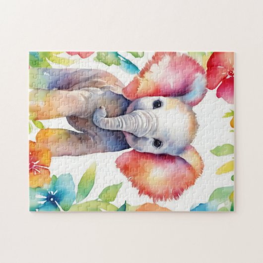 Olifant Vibrant Waterverf Legpuzzel (Horizontaal)