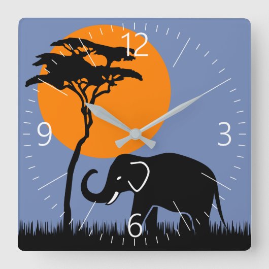 Olifant Vierkante Klok (Voorkant)