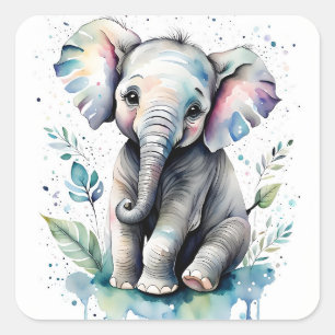 Olifant vierkante sticker
