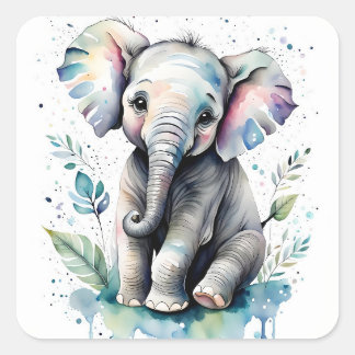 Olifant vierkante sticker
