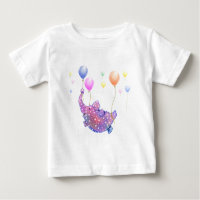 Olifant Vliegen met Ballonnen Grappig Baby T-shirt