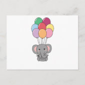 Olifant vliegt met kleurrijke ballonnen omhoog briefkaart (Voorkant)