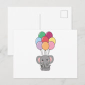 Olifant vliegt op met kleurrijke ballonnen briefkaart (Voorkant / Achterkant)