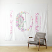 Olifant Vlinders Baby shower achtergrond Wandkleed (In Situ (horizontaal))