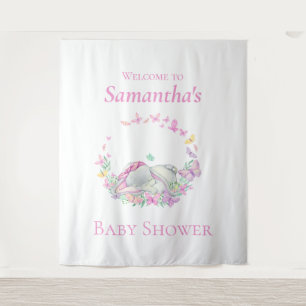 Olifant Vlinders Baby shower achtergrond Wandkleed