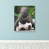 Olifant Voetbal Wrapped Canvas Print (Insitu (Houten vloer))