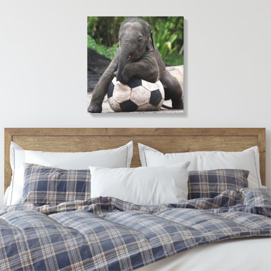 Olifant Voetbal Wrapped Canvas Print (Insitu (Slaapkamer))