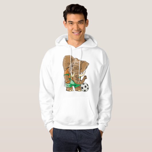 Olifant Voetballer Grappig Sportdier Hoodie (Voorkant volledig)