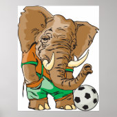 Olifant Voetballer Grappig Sportdier Poster (Voorkant)