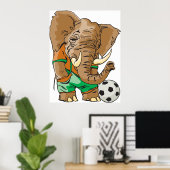 Olifant Voetballer Grappig Sportdier Poster (Thuiskantoor)