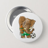Olifant Voetballer Grappig Sportdier Ronde Button 7,6 Cm (Voorkant /achterkant)