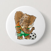 Olifant Voetballer Grappig Sportdier Ronde Button 7,6 Cm (Voorkant)