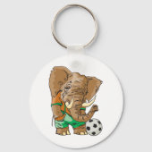 Olifant Voetballer Grappig Sportdier Sleutelhanger (Voorkant)