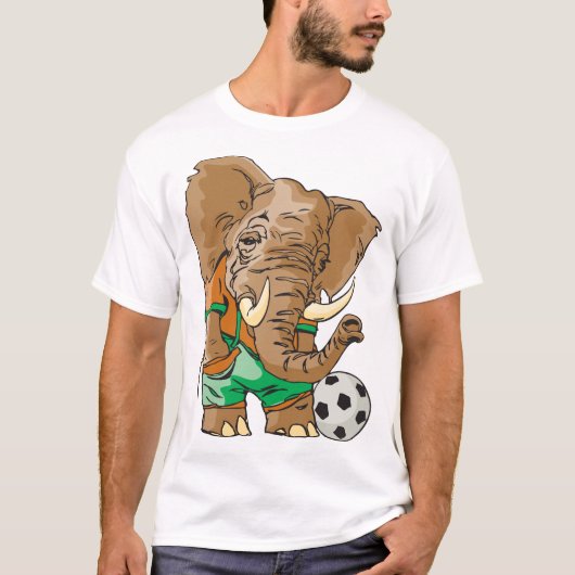 Olifant Voetballer Grappig Sportdier T-shirt (Voorkant)