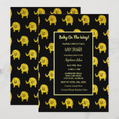 Olifant voor Baby Shower Feestje Dier Goud Glitter Kaart (Voorkant / Achterkant)