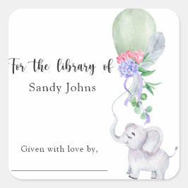 Olifant Voor de bibliotheek van Vierkante Sticker