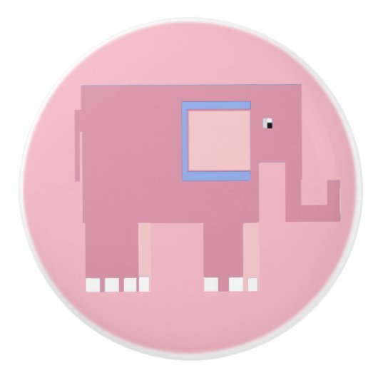  olifant voor een meisje met roze baby keramische knop (Voorkant)