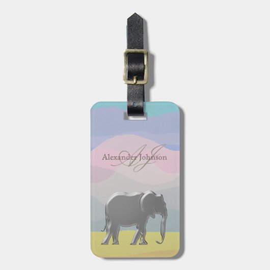 Olifant Watercolor Aquarel Retouradres Bagagelabel (Voorkant verticaal)