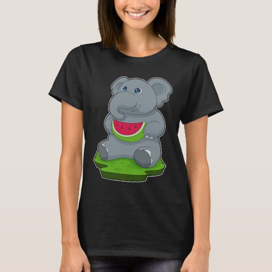 Olifant Watermeloen Fruit T-shirt (Voorkant)