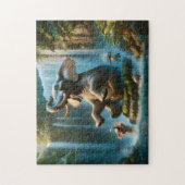 Olifant Waterval Speelse Jungle Dieren Legpuzzel (Verticaal)