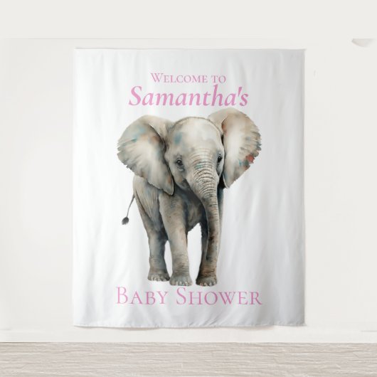 Olifant Waterverf Baby shower achtergrond Wandkleed (Voorkant)