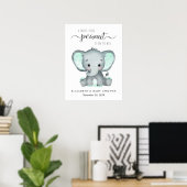 Olifant Waterverf Baby shower Welkom Poster (Thuiskantoor)