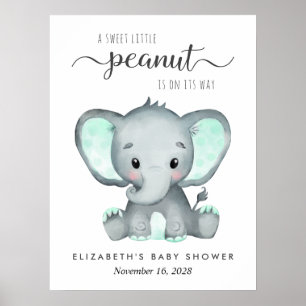 Olifant Waterverf Baby shower Welkom Poster