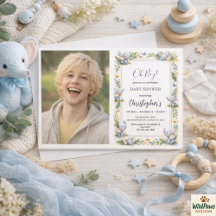 Olifant waterverf babyshower voor jongen – Blauwe 