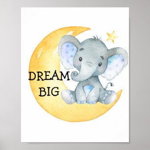 Olifant Waterverf Droom Groot Baby Jongen Slaapkam Poster