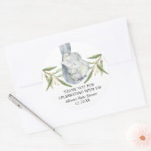 Olifant waterverf groen gouden gunst ronde sticker (Envelop)