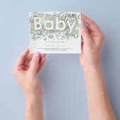 Olifant Waterverf Jongens Budget Baby Shower Blauw Flyer (Hand)
