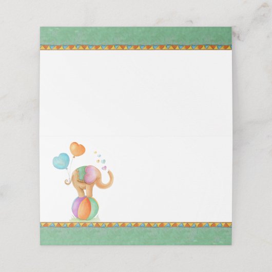 Olifant waterverf kunst baby shower plaats kaarten plaatskaartje (Buitenkant ongevouwen)