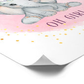 Olifant Waterverf Roze Bloemenkinderkamer voor Mei Poster (Hoek)