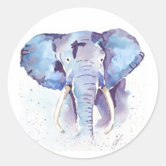 Olifant Waterverf Sticker (Voorkant)