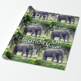 Olifant Wild One Verjaardagspatroon Kunst Cadeaupapier