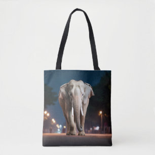 Olifant wilde dier op straat uit tote bag