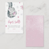 Olifant Winter Meisje Baby shower Luier Raffle Informatiekaartje (Voorkant / Achterkant)