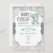 Olifant Winter Uitnodiging MintNeutral Baby shower (Voorkant)