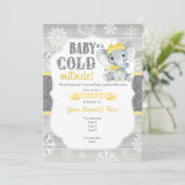 Olifant Winteruitnodiging voor Neutraal Baby showe Kaart (Staand voorkant)