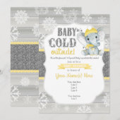 Olifant Winteruitnodiging voor Neutraal Baby showe Kaart (Voorkant / Achterkant)