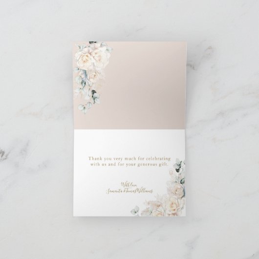 Olifant Witte Rozen Boho Pampas Baby Meisje Douche Bedankkaart (Binnen)