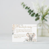 Olifant Witte Rozen Boho Pampas Baby Meisje Douche Informatiekaartje (Staand voorkant)
