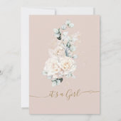 Olifant Witte Rozen Boho Pampas Baby Meisje Douche Kaart (Achterkant)