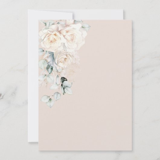 Olifant Witte Rozen Boho Pampas Baby Meisje Douche Kaart (Achterkant)